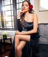 One Shoulder High Slitted Black Velvet Dress